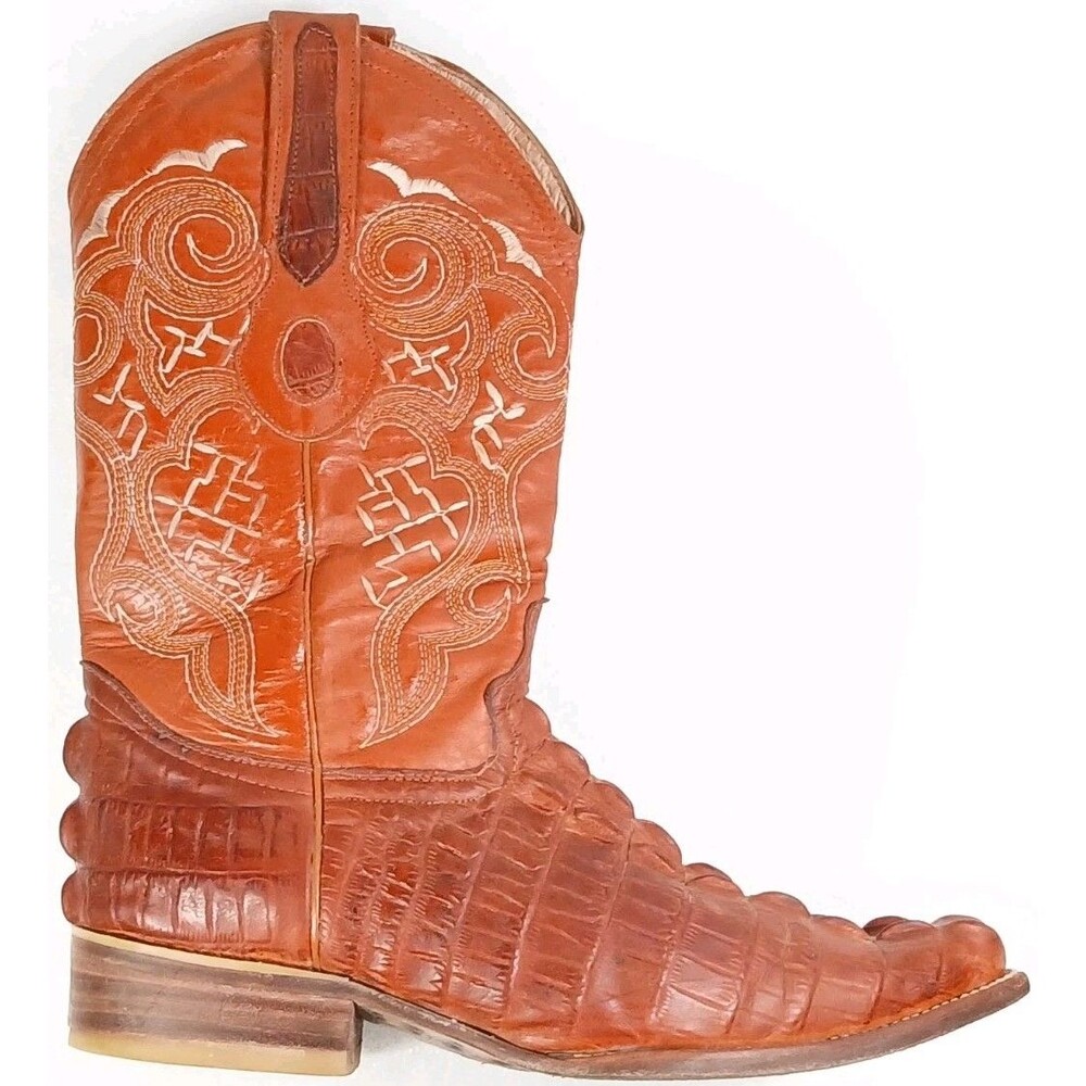 Borrego Caiman Style Brown Western Cowboy Boots Men’s 7.5 / MX 25.5